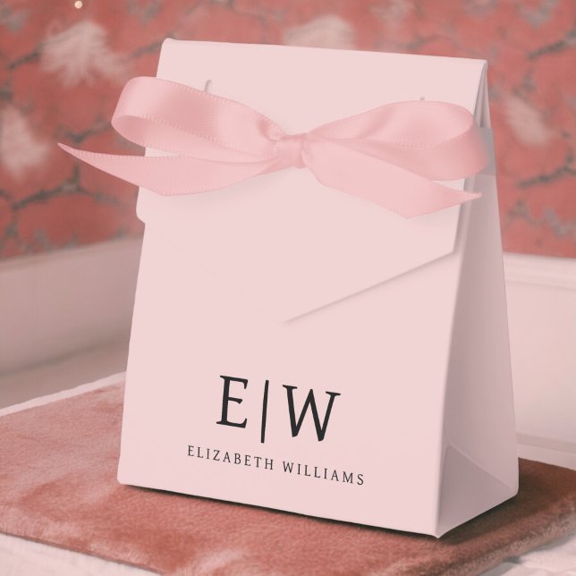Blush Dusty Pink Girly Script Monogram Name Modern Favor Boxes (Creator Uploaded)
