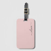 Blush Dusty Pink Girly Script Monogram Name Modern Luggage Tag (Front Vertical)