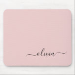 Blush Dusty Pink Girly Script Monogram Name Modern Mouse Pad<br><div class="desc">Blush Dusty Pink Monogram Add Your Own Name Mousepad (Mouse Pad). This makes the perfect sweet 16 birthday,  wedding,  bridal shower,  anniversary,  baby shower or bachelorette party gift for someone that loves glam luxury and chic styles.</div>
