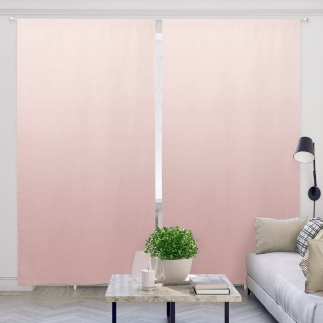 Blush Dusty Pink Gradient Blackout Curtains (Living Room)
