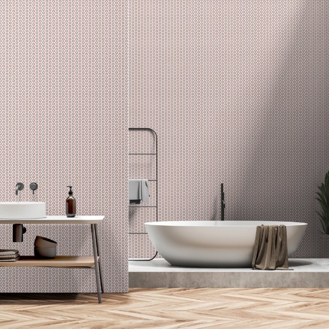 Blush Dusty Pink Gray White Dot Pattern Wallpaper (Bathroom)