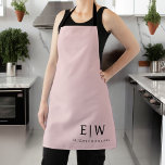 Blush Dusty Pink Modern Script Girly Monogram Name Apron<br><div class="desc">Blush Dusty Pink Monogram Name Apron. This makes the perfect sweet 16 birthday,  wedding,  bridal shower,  anniversary,  baby shower or bachelorette party gift for someone that loves glam luxury and chic styles.</div>