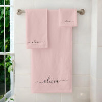 Blush Dusty Pink Modern Script Girly Monogram Name