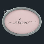 Blush Dusty Pink Modern Script Girly Monogram Name Belt Buckle<br><div class="desc">Blush Dusty Pink Simple Script Monogram Name Belt Buckle. This makes the perfect graduation,  sweet 16 16th,  18th,  21st,  30th,  40th,  50th,  60th,  70th,  80th,  90th,  100th birthday,  wedding,  bridal shower,  anniversary,  baby shower or bachelorette party gift for someone that loves glam luxury and chic styles.</div>