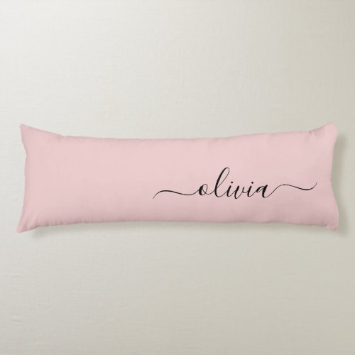 Blush Dusty Pink Modern Script Girly Monogram Name Body Pillow