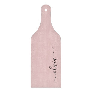 Blush Dusty Pink Modern Script Girly Monogram Name Cutting Board