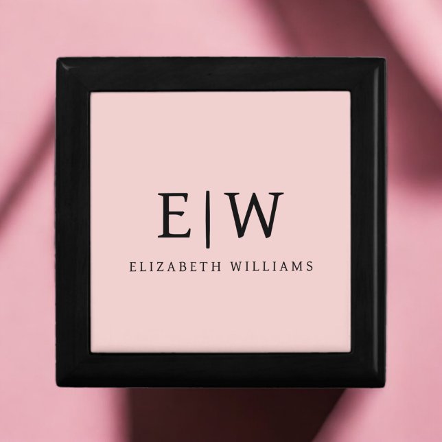 Blush Dusty Pink Modern Script Girly Monogram Name Gift Box (Creator Uploaded)