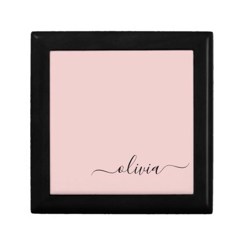 Blush Dusty Pink Modern Script Girly Monogram Name Gift Box