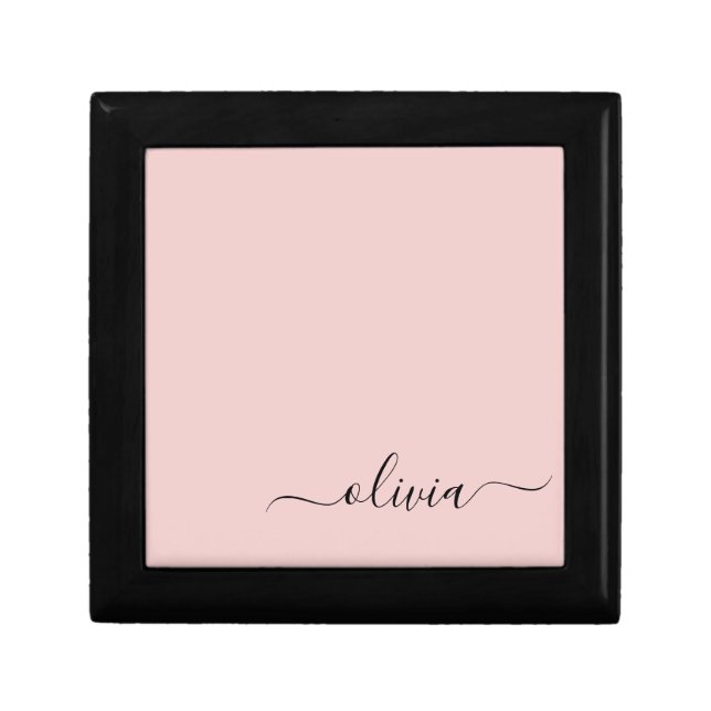 Blush Dusty Pink Modern Script Girly Monogram Name Gift Box (Front)