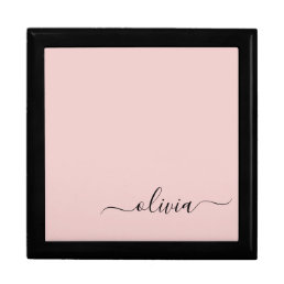 Blush Dusty Pink Modern Script Girly Monogram Name Gift Box