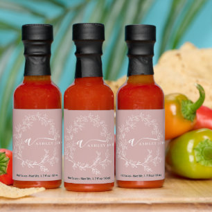 Blush Dusty Pink Modern Script Girly Monogram Name Hot Sauces