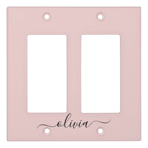 Blush Dusty Pink Modern Script Girly Monogram Name Light Switch Cover