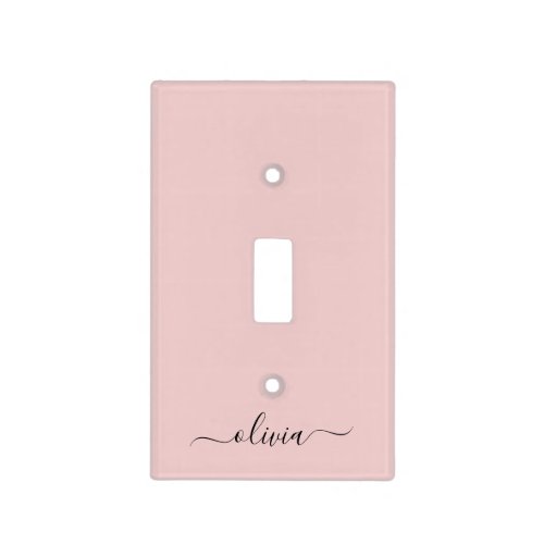 Blush Dusty Pink Modern Script Girly Monogram Name Light Switch Cover