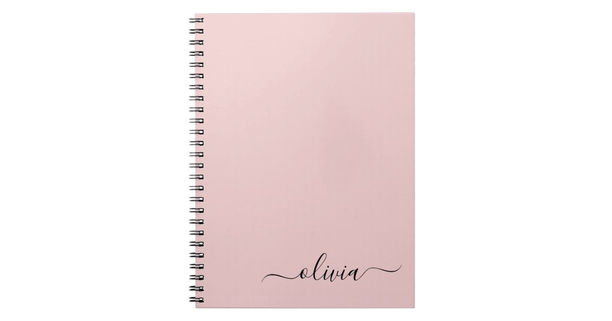 Sketchbook blush pink glitter name script notebook, Zazzle