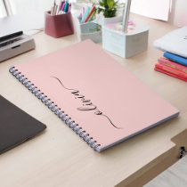 Blush Dusty Pink Modern Script Girly Monogram Name Notebook