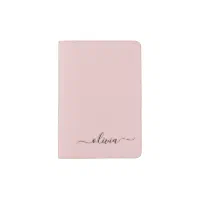 Blush Dusty Pink Modern Script Girly Monogram Name 3 Ring Binder