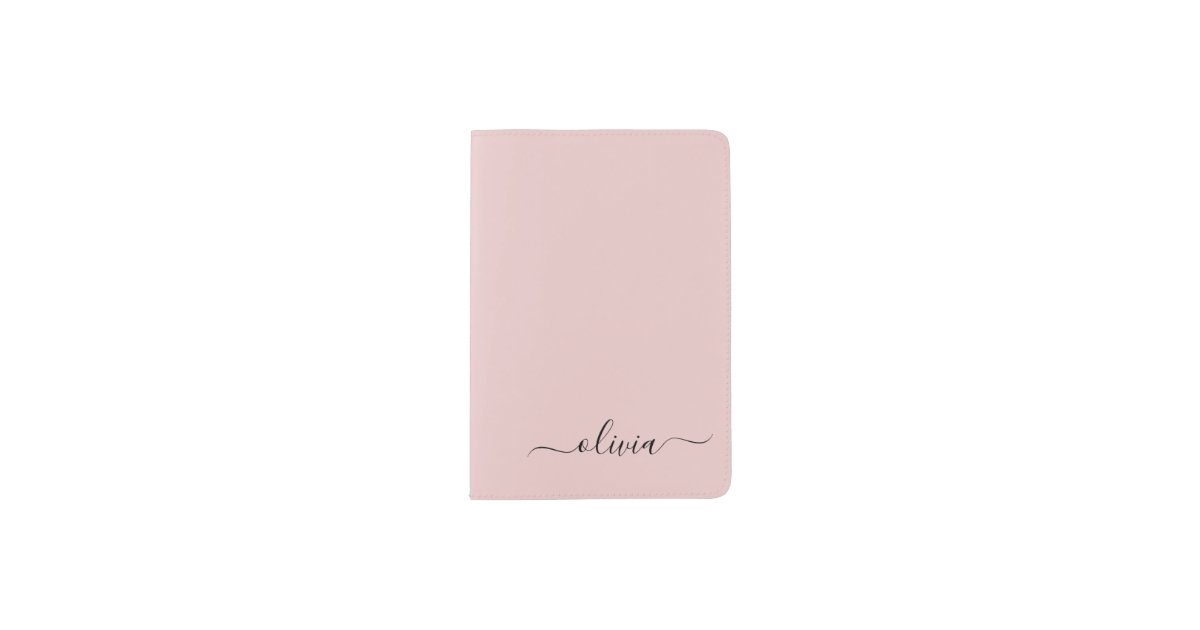 Blush Dusty Pink Modern Script Girly Monogram Name 3 Ring Binder