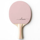 Blush Dusty Pink Modern Script Girly Monogram Name Ping Pong Paddle Blush Dusty Pink Modern Script Girly Monogram Name Ping Pong Paddle