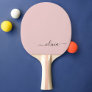 Blush Dusty Pink Modern Script Girly Monogram Name Ping Pong Paddle