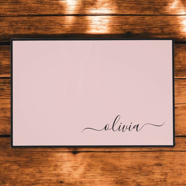 Blush Dusty Pink Modern Script Girly Monogram Name Placemat (Creator Uploaded)