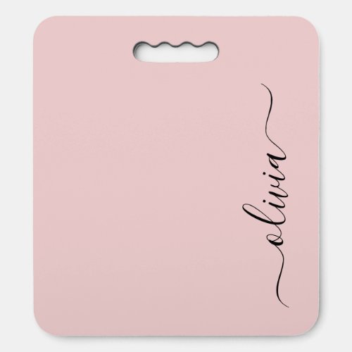 Blush Dusty Pink Modern Script Girly Monogram Name Seat Cushion