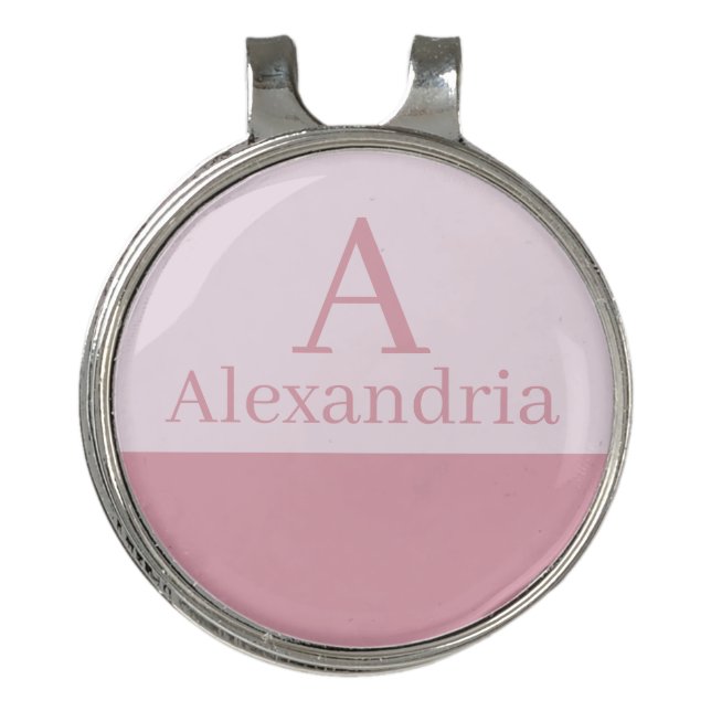 Blush Dusty Pink Monogram Initial Name Minimal Golf Hat Clip (Front)