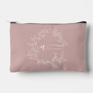 Blush Dusty Pink Monogram Name Girl's Script Accessory Pouch