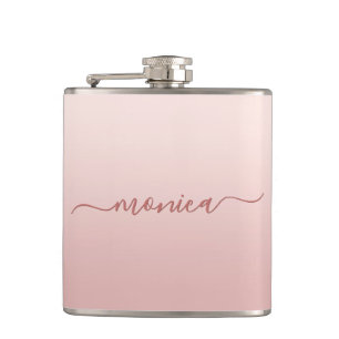 Blush Dusty Pink Ombre Elegant Signature Flask