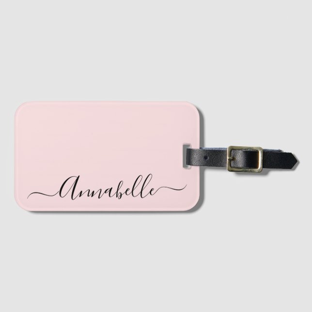 Blush Dusty Pink Personalized Name Luggage Tag (Front Horizontal)