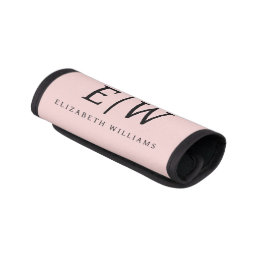 Blush Dusty Pink Simple Girly Monogram Name Luggage Handle Wrap