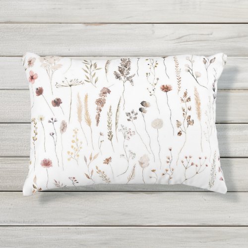 Blush Dusty Pink Terracotta Dry Flowers Outdoor Pillow