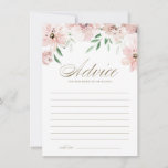 Blush Dusty Pink Watercolor Flowers Bridal Shower Advice Card<br><div class="desc">Give your advice and well wishes to the bride-to-be with this elegant floral advice card. It features watercolor garland of mauve blush pink flowers and greenery with an elegant script. Personalize by adding the bride's name. This blush pink bridal shower advice card is perfect for spring and fall showers.</div>