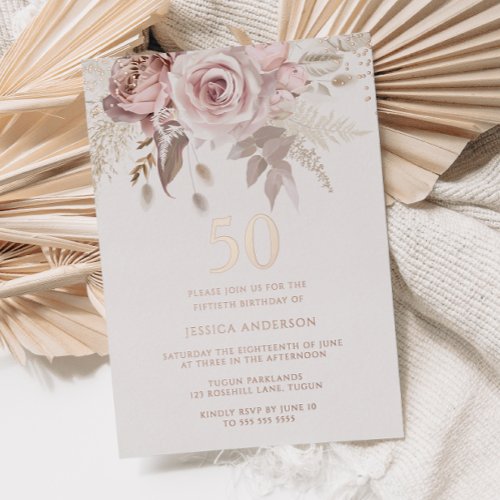 Blush & Dusty Rose 50th Birthday Party Rose Gold
