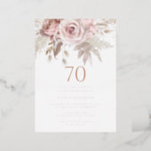 Blush & Dusty Rose 70th Birthday Party Rose Gold Foil Invitation (Standing Front)