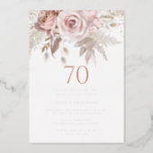 Blush & Dusty Rose 70th Birthday Party Rose Gold Foil Invitation (Front)