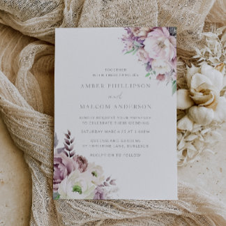 Blush Dusty Rose Elegant Floral Wedding  Invitation