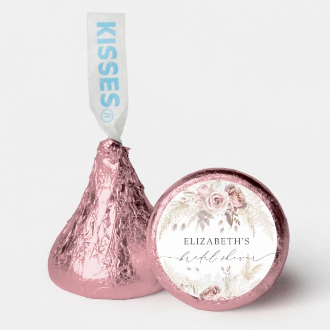Blush Dusty Rose Floral Bridal Shower Hershey®'s Kisses® (Front)