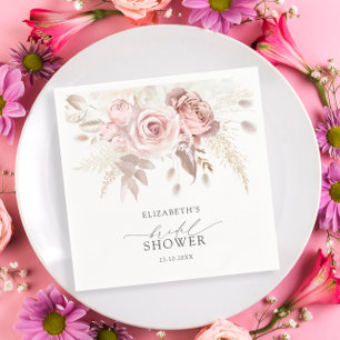 Blush Dusty Rose Floral Bridal Shower Napkins
