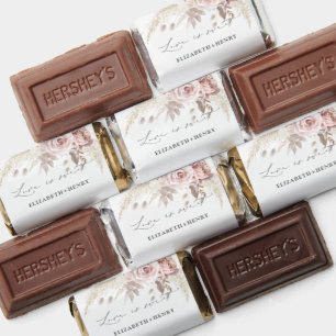 Blush Dusty Rose Floral Wedding Love is Sweet Hershey's Miniatures