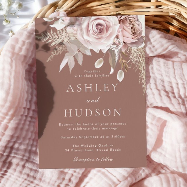 Blush & Dusty Roses Boho Wedding Invitation (Creator Uploaded)