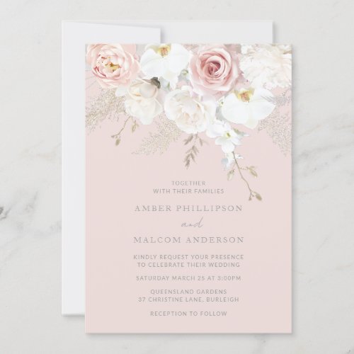 Blush Elegance All Seasons Floral Wedding Invitation