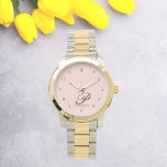 Blush Elegance Personalized Script Watch<br><div class="desc">Elevate your style with our Blush Elegance Personalized Script Watch—a timeless blend of sophistication and individuality. This exquisite timepiece showcases a graceful script font, featuring your first initial and full name, creating a bespoke accessory that reflects your unique charm. Crafted with precision and durability in mind, this watch is a...</div>