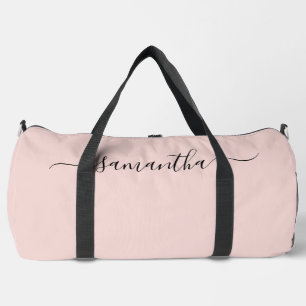 Blush Elegant Swash Signature Name Duffle Bag