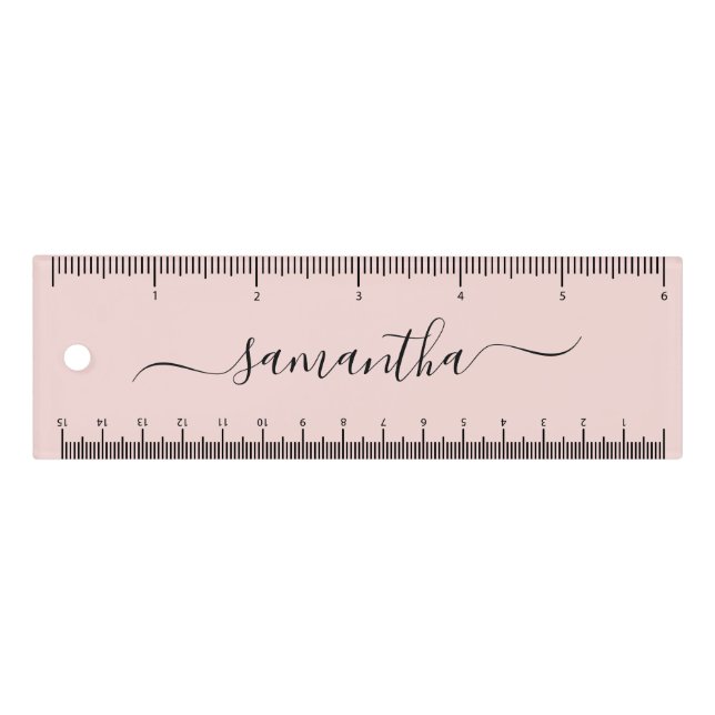 Blush Elegant Swash Signature Name Ruler (Front)