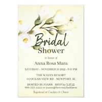 *~* Blush Elegant White Beach Rose Bridal Shower Invitation