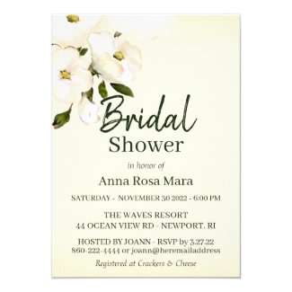 *~* Blush Elegant White Beach Roses Bridal Shower Invitation