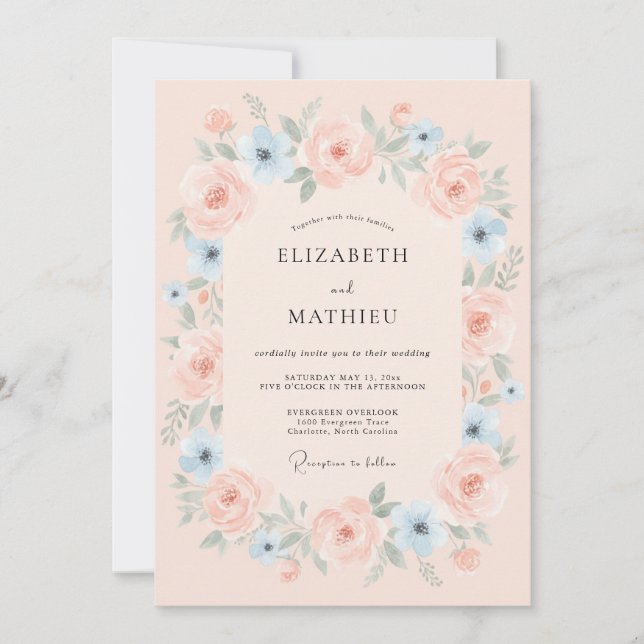 Blush Ethereal Floral Wedding Invitation (Front)