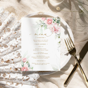 Blush & Eucalyptus Floral Wedding Menu