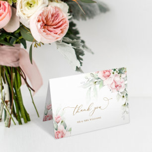 Blush & Eucalyptus Floral Wedding Thank You Card