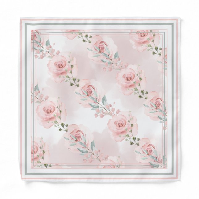 Blush Eucalyptus Garden 2 Wedding Pocket Square Bandana (Front)